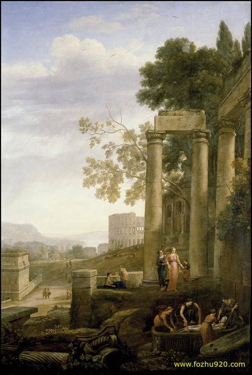 西班牙普拉多美术馆油画藏画1679lorenaclaudiodepaisajeconel