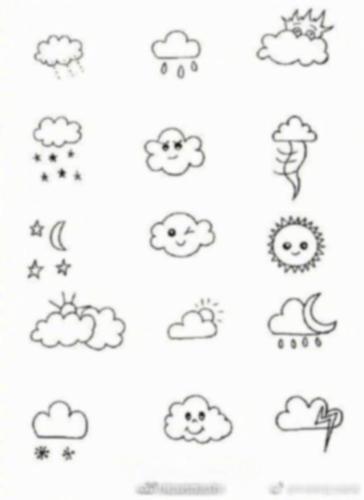 上百个天气小素材简笔画,可爱又简单,教孩子画起来!