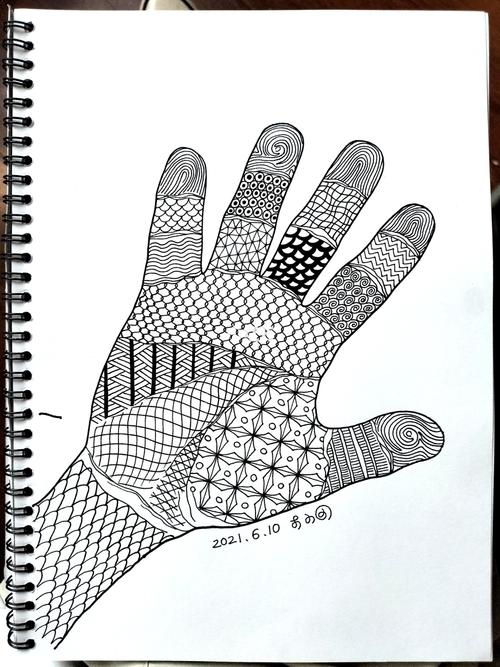 手掌世界 线描画_装饰画_插画_儿童画_绘画_线描_文化