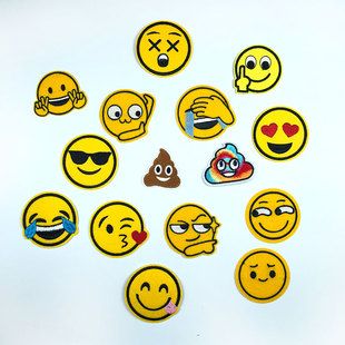 emoji表情卡通时尚补丁贴儿童衣服贴徽章布贴黄色笑脸装饰diy贴花