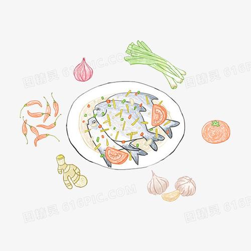 卡通手绘清蒸鱼