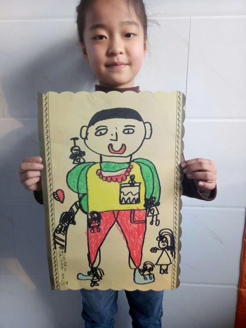 阳光幼儿园大三班童心绘画《巨人和小矮人》