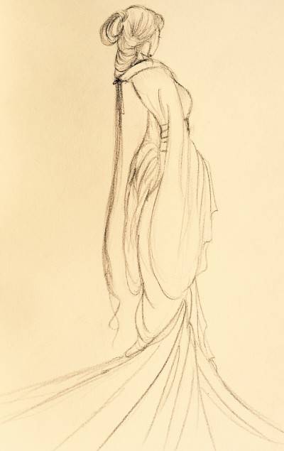 求几张这样的图片,线条勾勒出的古风女子侧面!