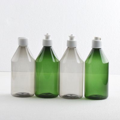 300ml毫升斜肩瓶配手拉盖水乳挤压瓶乳液瓶洗发水沐浴露灌装瓶