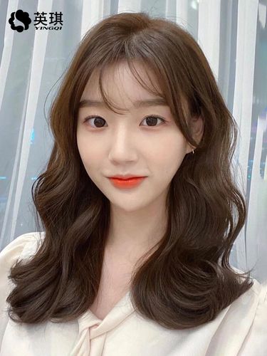 假发女长发空气刘海韩式蛋卷头圆脸递针中长卷发真人
