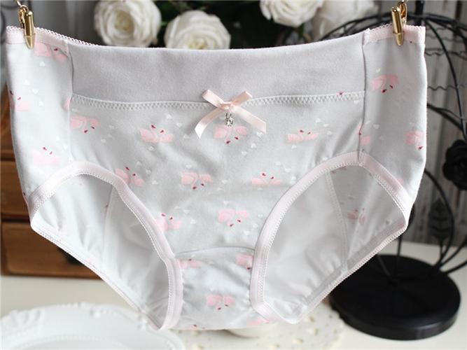 日本供 女士生理期中高腰月经防漏内裤三角裤纯棉短裤少女夜用_7折