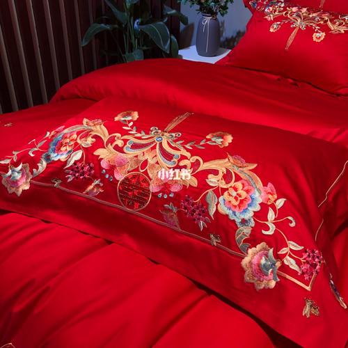 过年 结婚 搬家必备的中国红床上用品四件套