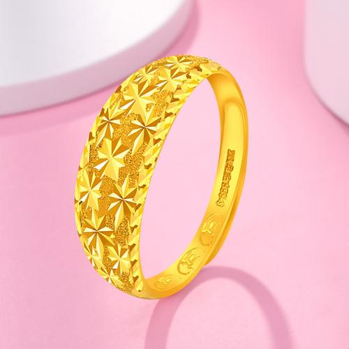 老庙黄金 黄金戒指女足金满天星活口男女对戒 参数