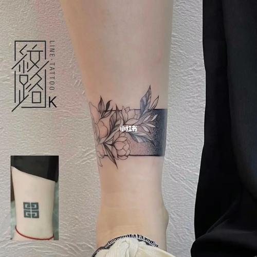 素花腿环 脚踝旧纹身遮盖 杭州纹身_纹身_纹路刺青工作室自由行热门