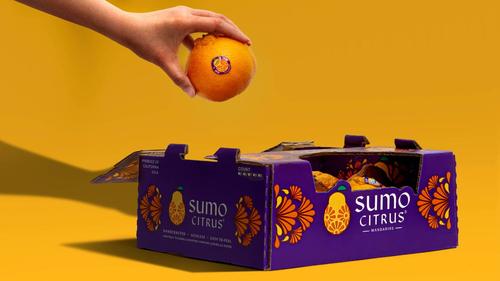 sumocitrus橘子包装箱设计灵感来自水果的独特形状和日式图案