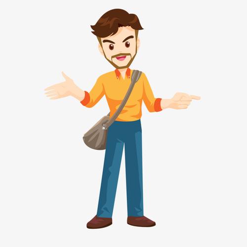 黄色黄色着装指向手势的卡通男性