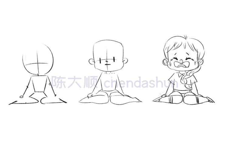 简笔画教程|坐姿 女生篇_教程_简笔画_知识_艺术