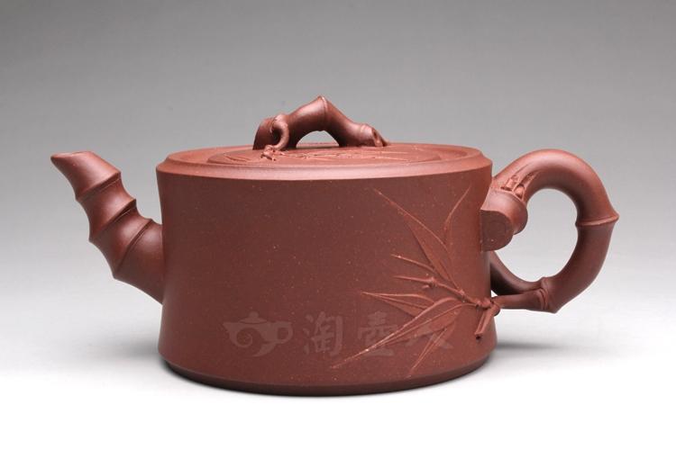 正宗原矿宜兴紫砂壶-一段竹-许智萍全手工制作-原矿底槽清紫砂泥料