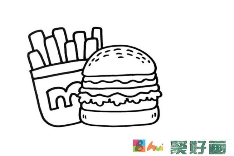 汉堡薯条可乐简笔画怎么画简笔画教程
