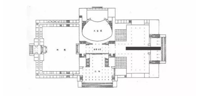 ▍人民大会堂结构图,其中深灰长条处为"部长通道"