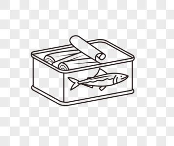 手绘鱼肉罐头矢量素材高清图片
