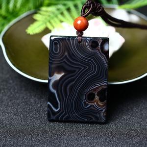 天然红竹石影子石橘子石平安无事牌吊坠项链可结印
