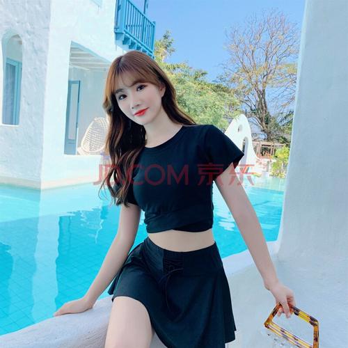 泳衣女分体运动ins风小胸韩国学生遮肚显瘦保守平角温泉游泳装 2040