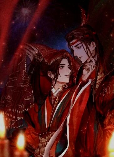 魔道祖师:忘羡cp大婚壁纸,两人换上红衣服更加帅气
