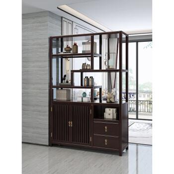 客厅隔断屏风酒柜新中式实木玄关柜鞋柜一体客厅隔断进门置物架现代间