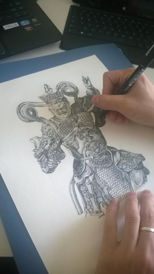 手绘作品西方广目天王佛教四大天王系列之一