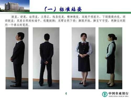 (一)标准站姿 挺直,舒展,站得直,立得正,线条优美,精神焕发.