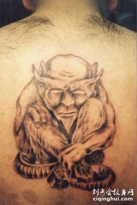 背部老恶魔纹身图案