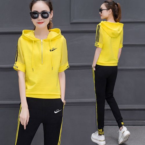 2021年新款运动服,2021年新款女运动套装 【正品】休闲运动服套装女夏季2021年新款女士纯棉时尚宽松两件套