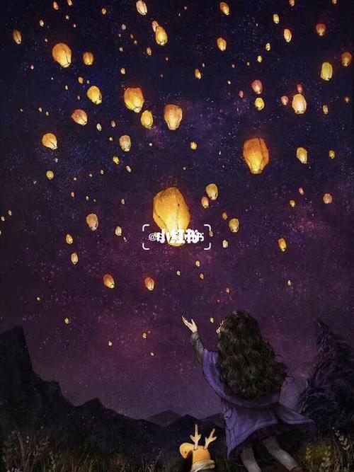 唯美手机壁纸 背景图 孔明灯_手机壁纸_素材_壁纸