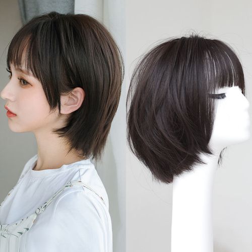 女短碎发2020流行图片,女生短发发型大全 假发女短发全头逼真整顶自然学生bobo头网红少女圆脸短碎发全头套