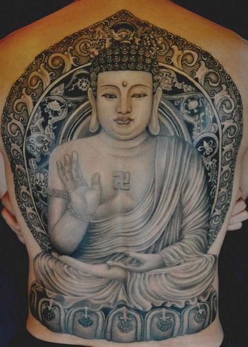 经典帅气的满背如来佛祖纹身图案