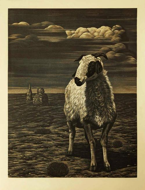 作品:鱼 绝版套色木刻 吕萍,毕业于天津美术学院版画系,获学士学位