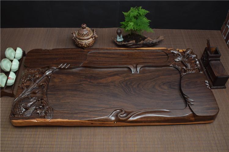 茶台送女生木茶盘整块实木茶盘家用 手工雕刻客厅办公