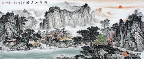 精品国画 蒋伟新品八尺横幅山水画《锦绣山居图》