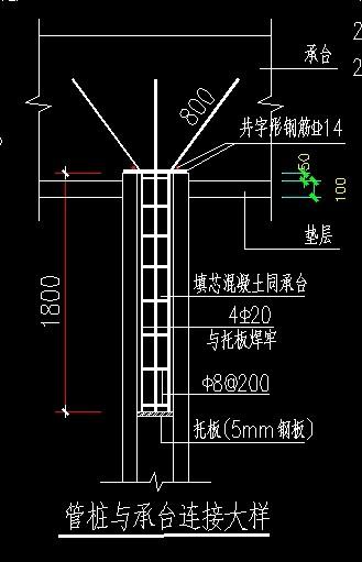 管桩与承台连接大样