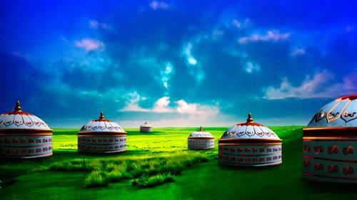 敖包相会舞台背景草原蒙古包歌舞表演