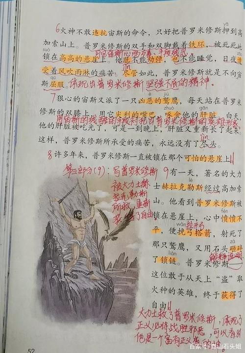 四年级语文上册第十四课《普罗米修斯》课文笔记,预习