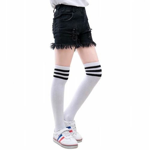 儿童半腿袜幼儿园校服袜子学生毕业照中长筒过膝袜套黑白条纹女童