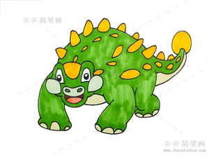 幼儿甲龙简笔画简单彩色画法，甲龙简笔画图画步骤