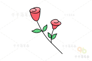 漂亮的花朵简笔画手账素材