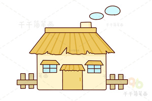 卡通房子涂色画模板house coloring page